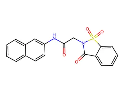 N-naphthalen-2-yl-2-(1,1,3-trioxo-1,2-benzothiazol-2-yl)acetamide structure
