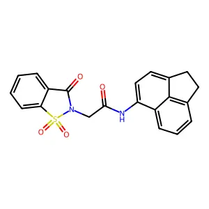 N-(1,2-dihydroacenaphthylen-5-yl)-2-(1,1,3-trioxo-1,2-benzothiazol-2-yl)acetamide structure