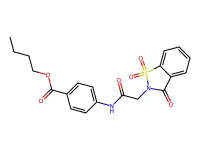 butyl 4-(2-(1,1-dioxido-3-oxobenzo[d]isothiazol-2(3H)-yl)acetamido)benzoate structure