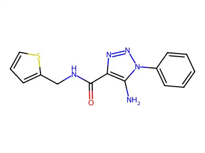 5-amino-1-phenyl-N-(thiophen-2-ylmethyl)triazole-4-carboxamide structure