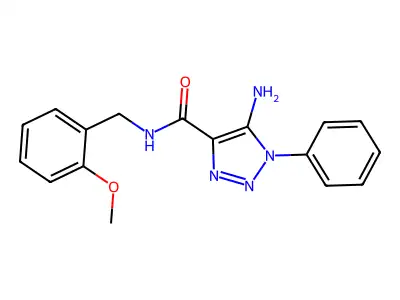5-amino-N-[(2-methoxyphenyl)methyl]-1-phenyltriazole-4-carboxamide structure
