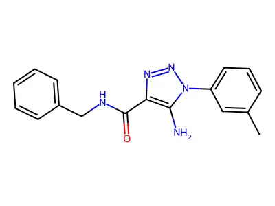 5-amino-N-benzyl-1-(3-methylphenyl)triazole-4-carboxamide structure