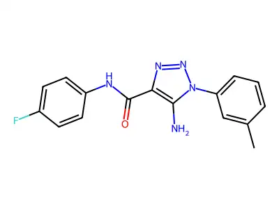 5-amino-N-(4-fluorophenyl)-1-(3-methylphenyl)triazole-4-carboxamide structure