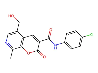 N-(4-chlorophenyl)-5-(hydroxymethyl)-8-methyl-2-oxo-2H-pyrano[2,3-c]pyridine-3-carboxamide structure