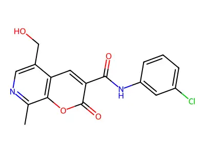 N-(3-chlorophenyl)-5-(hydroxymethyl)-8-methyl-2-oxo-2H-pyrano[2,3-c]pyridine-3-carboxamide structure