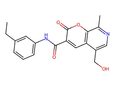 N-(3-ethylphenyl)-5-(hydroxymethyl)-8-methyl-2-oxo-2H-pyrano[2,3-c]pyridine-3-carboxamide structure
