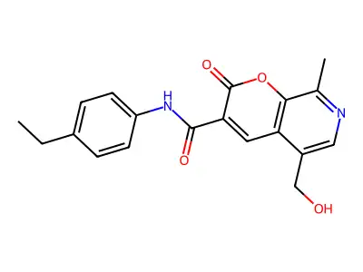 N-(4-ethylphenyl)-5-(hydroxymethyl)-8-methyl-2-oxo-2H-pyrano[2,3-c]pyridine-3-carboxamide structure