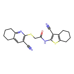 N-(3-cyano-4,5,6,7-tetrahydro-1-benzothiophen-2-yl)-2-[(3-cyano-5,6,7,8-tetrahydroquinolin-2-yl)sulfanyl]acetamide structure