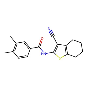 N-(3-cyano-4,5,6,7-tetrahydro-1-benzothiophen-2-yl)-3,4-dimethylbenzamide structure