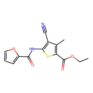 Ethyl 4-cyano-5-(2-furoylamino)-3-methylthiophene-2-carboxylate structure