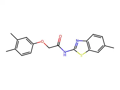 2-(3,4-dimethylphenoxy)-N-(6-methyl-1,3-benzothiazol-2-yl)acetamide structure