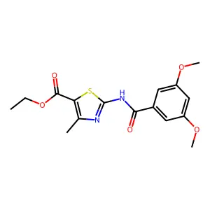 ethyl 2-{[(3,5-dimethoxyphenyl)carbonyl]amino}-4-methyl-1,3-thiazole-5-carboxylate structure