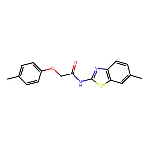 N-(6-methyl-1,3-benzothiazol-2-yl)-2-(4-methylphenoxy)acetamide structure