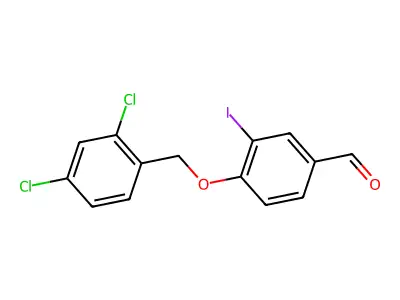 4-[(2,4-Dichlorobenzyl)oxy]-3-iodobenzaldehyde structure