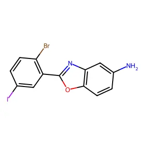 2-(2-Bromo-5-iodophenyl)-1,3-benzoxazol-5-amine structure