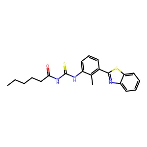 N-{[3-(1,3-benzothiazol-2-yl)-2-methylphenyl]carbamothioyl}hexanamide structure