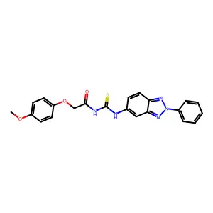 2-(4-methoxyphenoxy)-N-[(2-phenylbenzotriazol-5-yl)carbamothioyl]acetamide structure