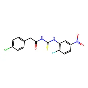 N-[(4-chlorophenyl)acetyl]-N'-{2-fluoro-5-nitrophenyl}thiourea structure