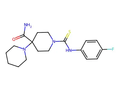 1-{[(4-Fluorophenyl)amino]thioxomethyl}-4-piperidylpiperidine-4-carboxamide structure