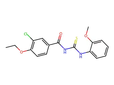3-chloro-4-ethoxy-N-[(2-methoxyphenyl)carbamothioyl]benzamide structure