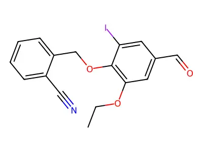 2-[(2-Ethoxy-4-formyl-6-iodophenoxy)methyl]benzonitrile structure