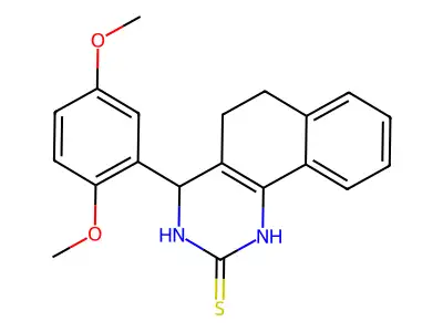 4-(2,5-dimethoxyphenyl)-3,4,5,6-tetrahydrobenzo[h]quinazoline-2(1H)-thione structure