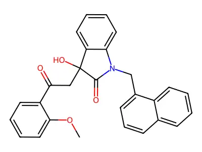 3-hydroxy-3-[2-(2-methoxyphenyl)-2-oxoethyl]-1-(naphthalen-1-ylmethyl)-1,3-dihydro-2H-indol-2-one structure
