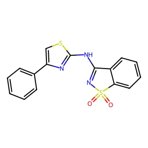 N-(4-phenyl-1,3-thiazol-2-yl)-1,2-benzisothiazol-3-amine 1,1-dioxide structure