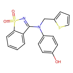 4-[(1,1-Dioxido-1,2-benzisothiazol-3-yl)(2-thienylmethyl)amino]phenol structure