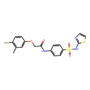 2-(4-bromo-3-methylphenoxy)-N-[4-(1,3-thiazol-2-ylsulfamoyl)phenyl]acetamide structure