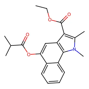 Ethyl 1,2-dimethyl-5-(2-methylpropanoyloxy)benzo[g]indole-3-carboxylate structure