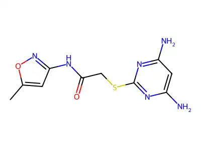 2-((4,6-diaminopyrimidin-2-yl)thio)-N-(5-methylisoxazol-3-yl)acetamide structure