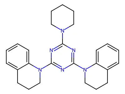 4-Piperidyl-2,6-di(1,2,3,4-tetrahydroquinolyl)-1,3,5-triazine structure