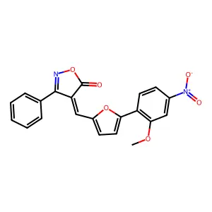 (4Z)-4-[[5-(2-methoxy-4-nitrophenyl)furan-2-yl]methylidene]-3-phenyl-1,2-oxazol-5-one structure