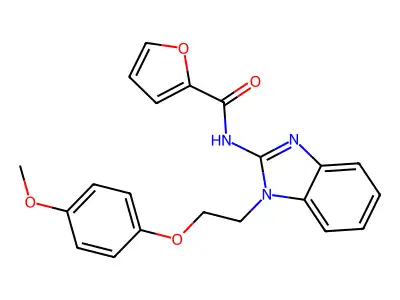 N-[1-[2-(4-methoxyphenoxy)ethyl]benzimidazol-2-yl]furan-2-carboxamide structure
