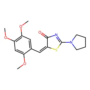 (5Z)-2-pyrrolidin-1-yl-5-[(2,4,5-trimethoxyphenyl)methylidene]-1,3-thiazol-4-one structure