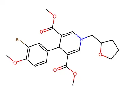 dimethyl 4-(3-bromo-4-methoxyphenyl)-1-(tetrahydrofuran-2-ylmethyl)-1,4-dihydropyridine-3,5-dicarboxylate structure