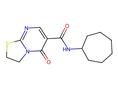 N-cycloheptyl-5-oxo-3,5-dihydro-2H-thiazolo[3,2-a]pyrimidine-6-carboxamide structure