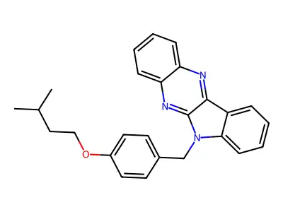 6-[4-(3-methylbutoxy)benzyl]-6H-indolo[2,3-b]quinoxaline structure