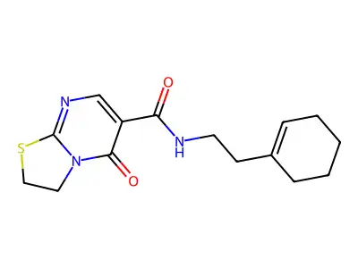 N-(2-(cyclohex-1-en-1-yl)ethyl)-5-oxo-3,5-dihydro-2H-thiazolo[3,2-a]pyrimidine-6-carboxamide structure