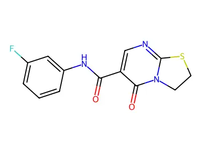 N-(3-fluorophenyl)-5-oxo-3,5-dihydro-2H-thiazolo[3,2-a]pyrimidine-6-carboxamide structure