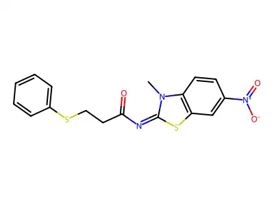 (Z)-N-(3-methyl-6-nitrobenzo[d]thiazol-2(3H)-ylidene)-3-(phenylthio)propanamide structure