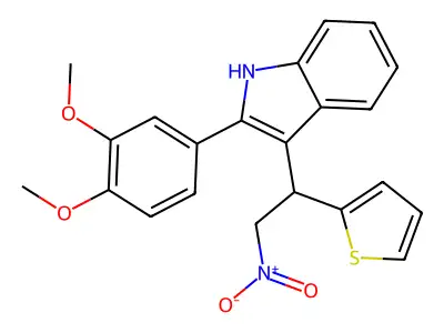 2-(3,4-dimethoxyphenyl)-3-[2-nitro-1-(thiophen-2-yl)ethyl]-1H-indole structure