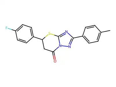 5-(4-fluorophenyl)-2-(4-methylphenyl)-5,6-dihydro-7H-[1,2,4]triazolo[5,1-b][1,3]thiazin-7-one structure