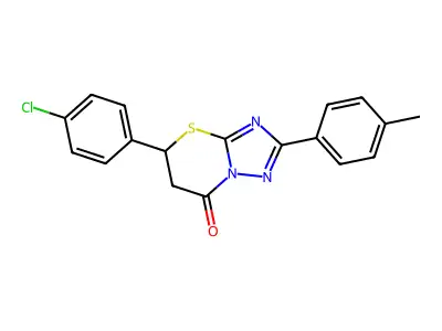 5-(4-chlorophenyl)-2-(p-tolyl)-5H-[1,2,4]triazolo[5,1-b][1,3]thiazin-7(6H)-one structure