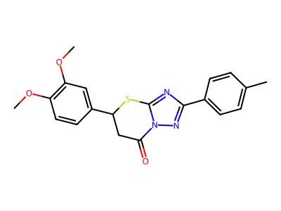 5-(3,4-dimethoxyphenyl)-2-(4-methylphenyl)-5,6-dihydro-7H-[1,2,4]triazolo[5,1-b][1,3]thiazin-7-one structure