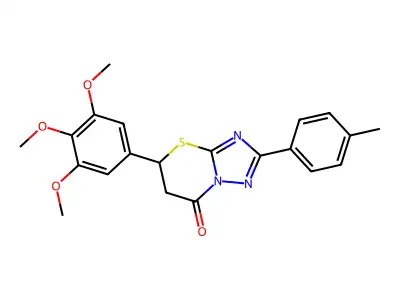 2-(4-methylphenyl)-5-(3,4,5-trimethoxyphenyl)-5,6-dihydro-7H-[1,2,4]triazolo[5,1-b][1,3]thiazin-7-one structure