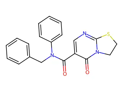 N-benzyl-5-oxo-N-phenyl-3,5-dihydro-2H-thiazolo[3,2-a]pyrimidine-6-carboxamide structure
