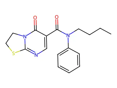 N-butyl-5-oxo-N-phenyl-3,5-dihydro-2H-thiazolo[3,2-a]pyrimidine-6-carboxamide structure