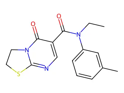 N-ethyl-5-oxo-N-(m-tolyl)-3,5-dihydro-2H-thiazolo[3,2-a]pyrimidine-6-carboxamide structure